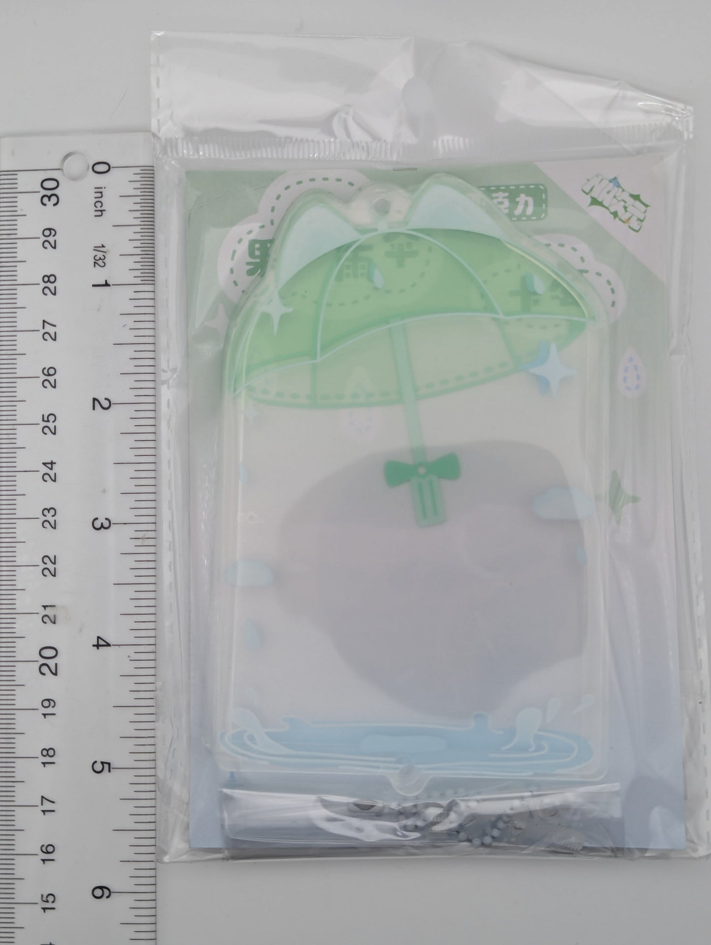 Green Acrylic Cat Umbrella Photocard Holder Keychain (9.2x6.0CM)