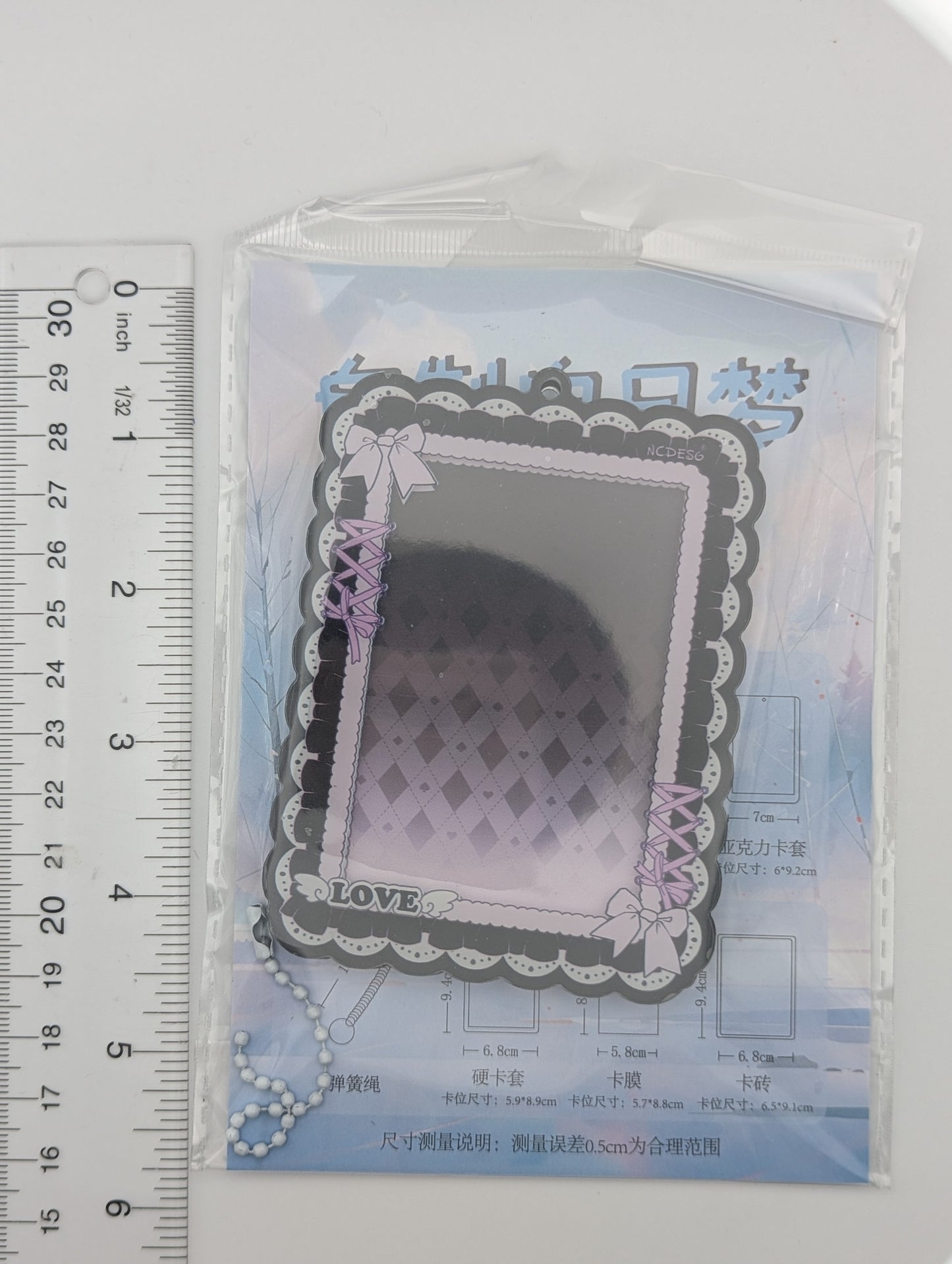 Black & Pink Acrylic Photocard Holder Keychain (9.4x6.8CM)