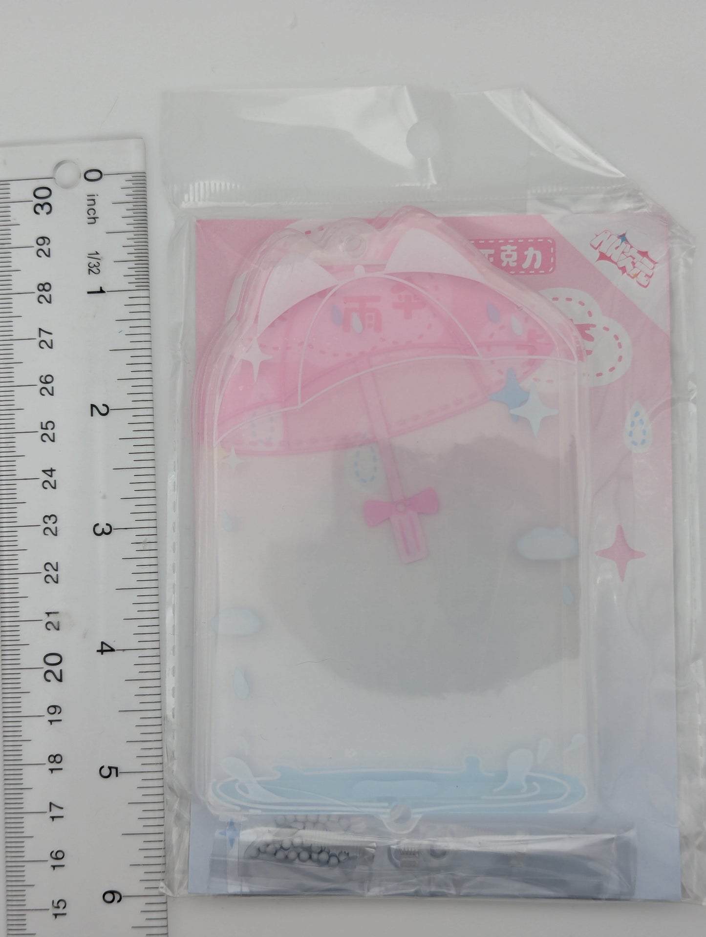 Pink Acrylic Cat Umbrella Photocard Holder Keychain (9.2x6.0CM)