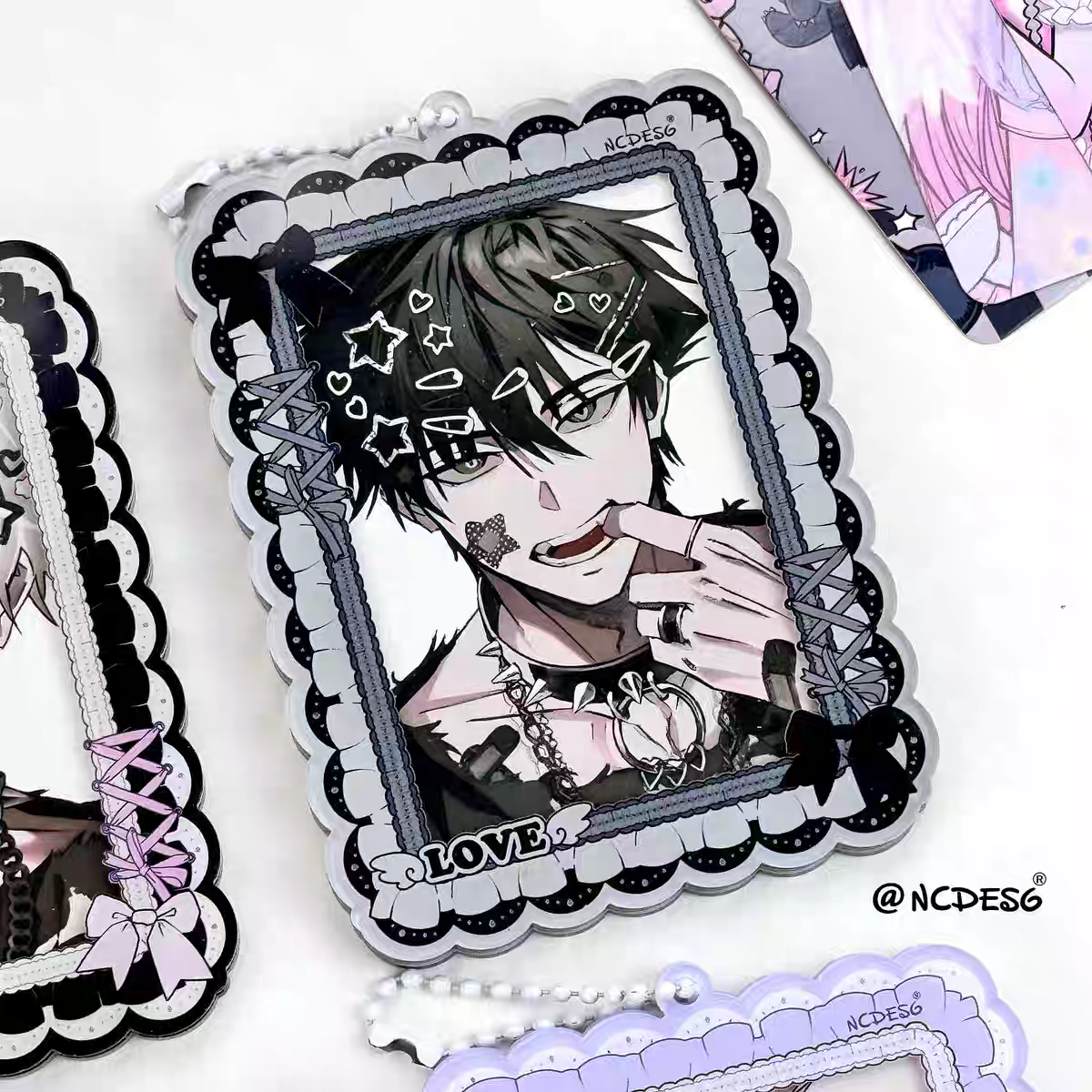 Black Acrylic Photocard Holder Keychain (9.4x6.8CM)