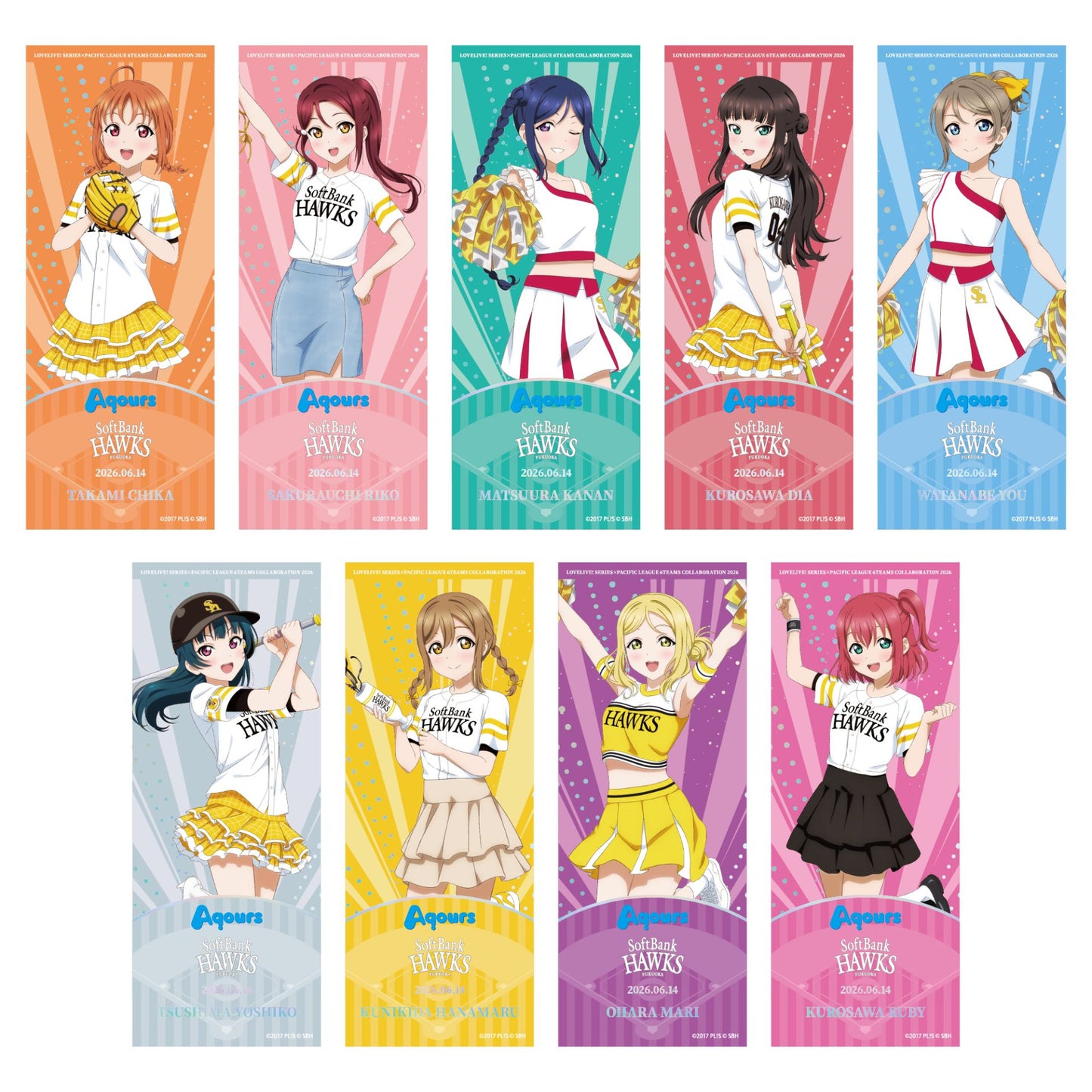 [PREORDER] Aqours x SoftBank Hawks Love Live Pacific League Random Ticket-Style Cards