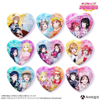 [PREORDER] Aqours Love Live UR Pair Heart-Shaped Glitter Badges (Random Pack / Box)