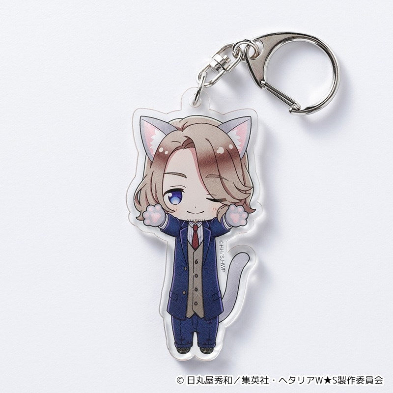 [PREORDER] Hetalia World Stars Stretching Cat Acrylic Keychains