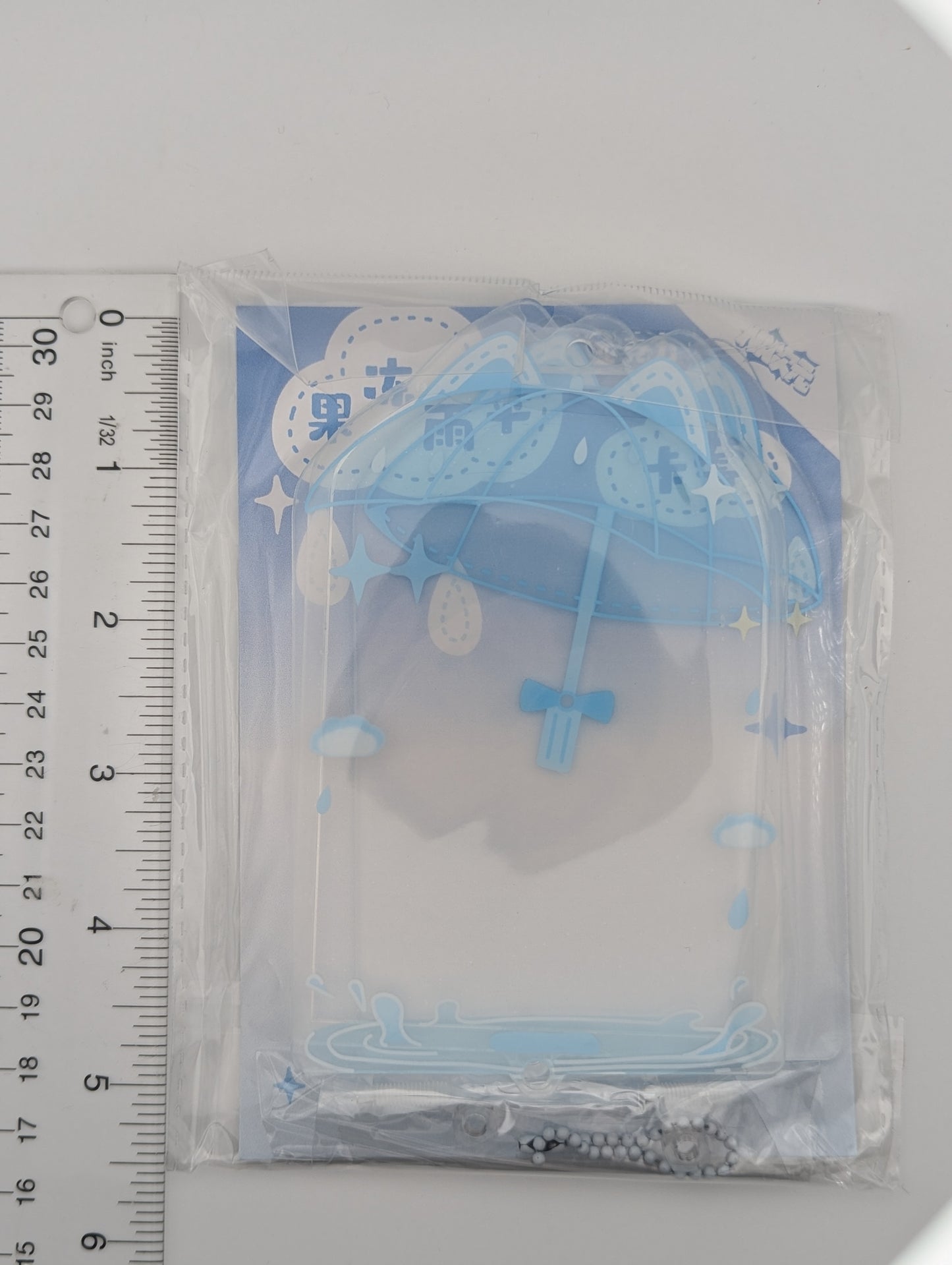 Blue Acrylic Cat Umbrella Photocard Holder Keychain (9.2x6.0CM)