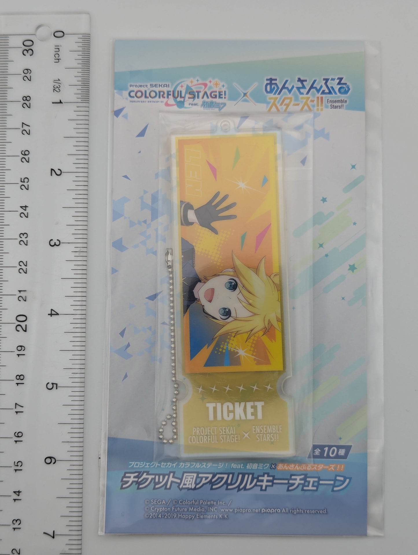 Kagamine Len Project Sekai Ticket-style Acrylic Keychain