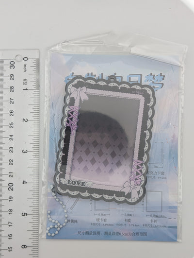 Black & Pink Acrylic Photocard Holder Keychain (9.4x6.8CM)
