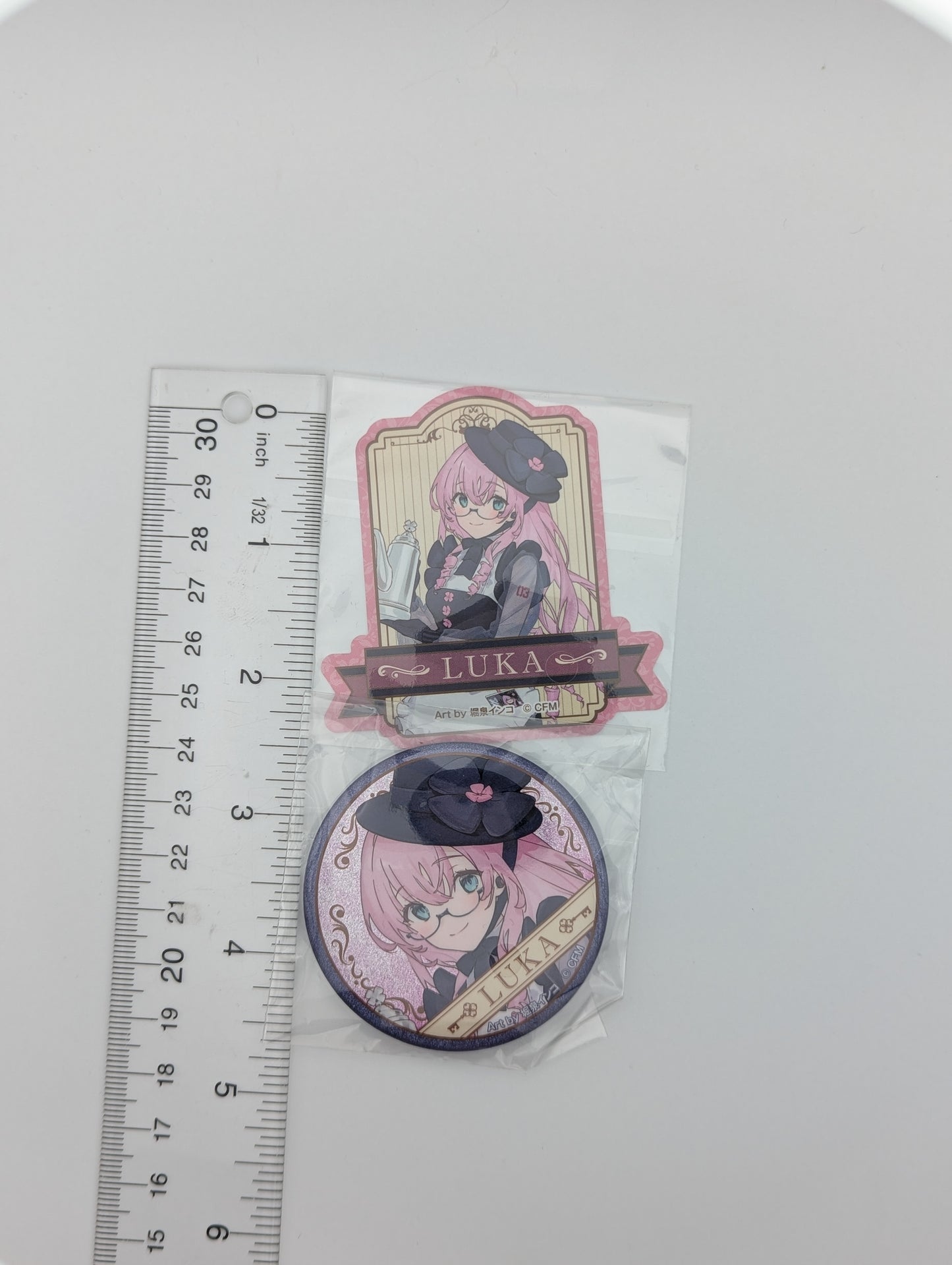 Megurine Luka Hatsune Miku Glasses x Cafe Kuji Can Badge & Sticker Set