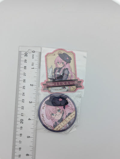 Megurine Luka Hatsune Miku Glasses x Cafe Kuji Can Badge & Sticker Set