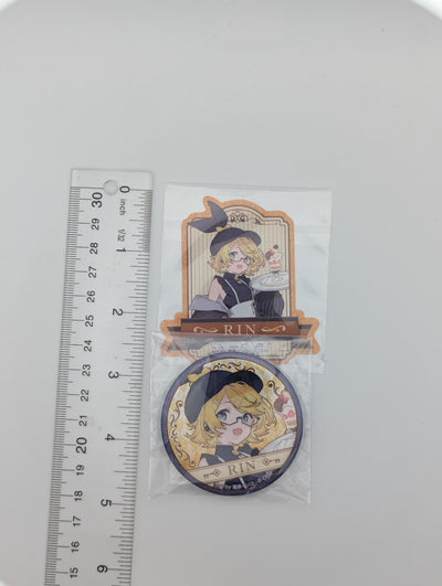 Kagamine Rin Hatsune Miku Glasses x Cafe Kuji Can Badge & Sticker Set