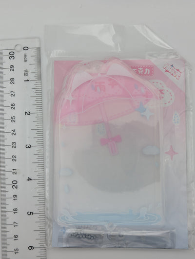 Pink Acrylic Cat Umbrella Photocard Holder Keychain (9.2x6.0CM)